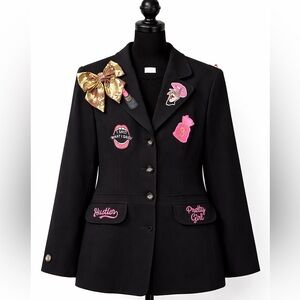 SOLD Black Embellished Patch Blazer - Women